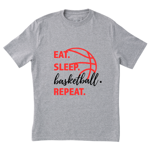 Short Sleeve Graphic T-Shirt - Eat Sleep Basketball Repeat