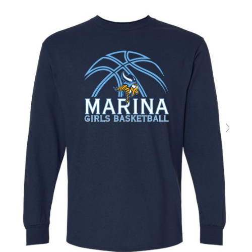 Marina Girls Basketball Long Sleeve T - (Navy)