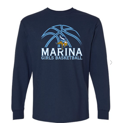 Marina Girls Basketball Long Sleeve T - (Navy)