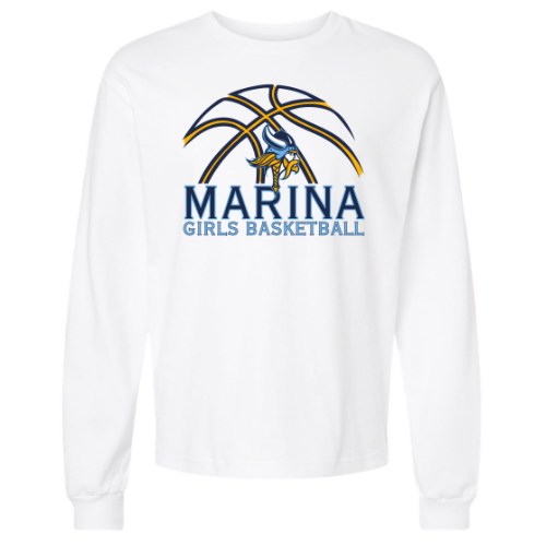 Marina Girls Basketball Long Sleeve T - (White)