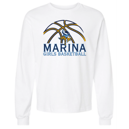Marina Girls Basketball Long Sleeve T - (White)