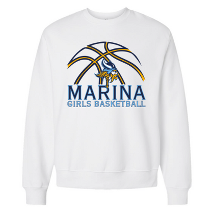 Marina Girls Basketball Crew Neck Sweatshirt - (White)