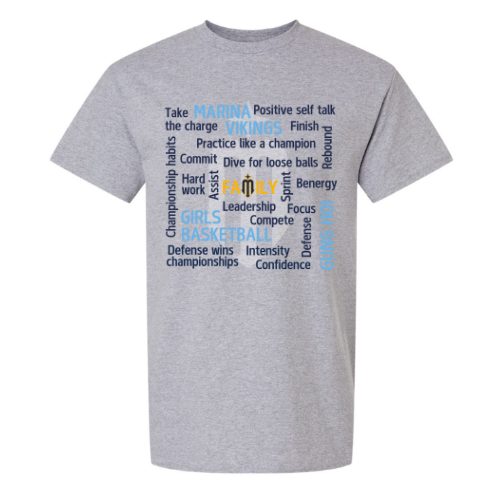 Marina Girls Basketball Unisex T - (Gray)