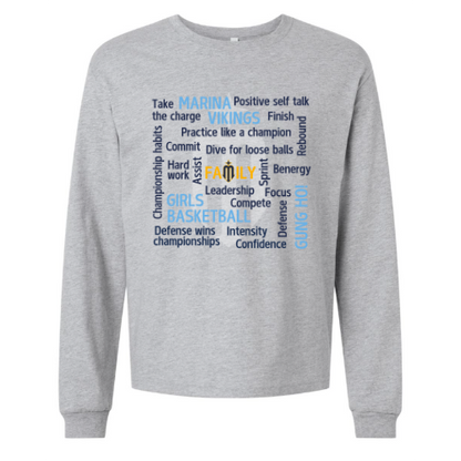 Marina Girls Basketball Long Sleeve T - (Gray)