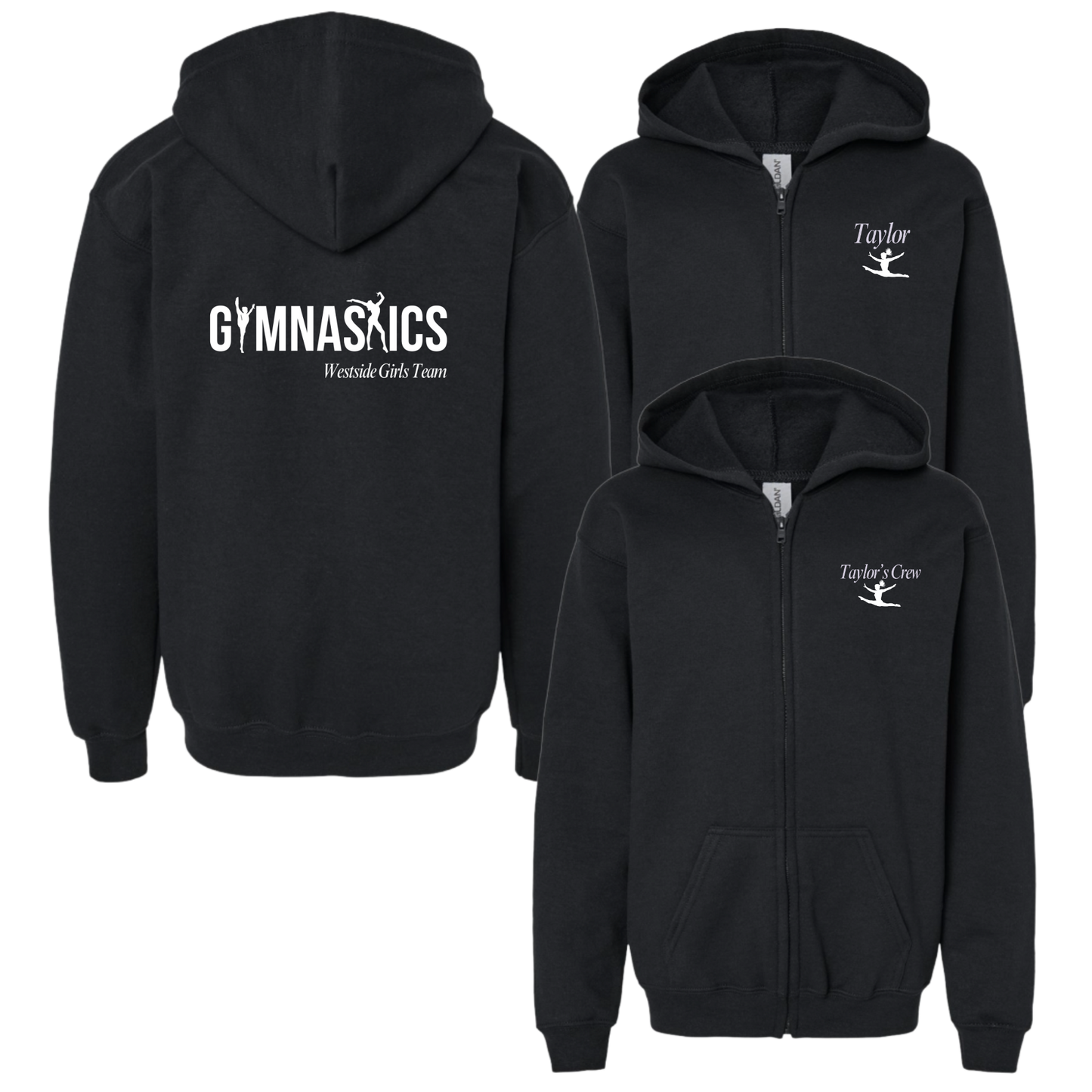 Gymnastics Girls Team Zip Hoodie (Personalized)