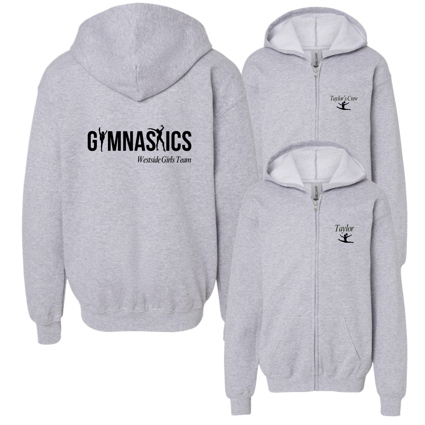 Gymnastics Girls Team Zip Hoodie (Personalized)