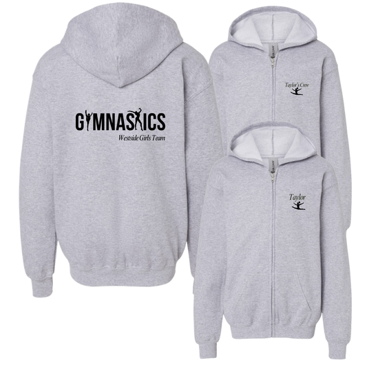 Gymnastics Girls Team Zip Hoodie (Personalized)