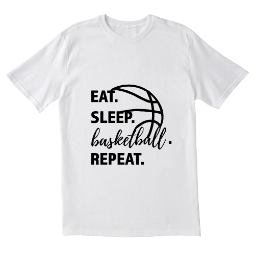 Short Sleeve Graphic T-Shirt - Eat Sleep Basketball Repeat